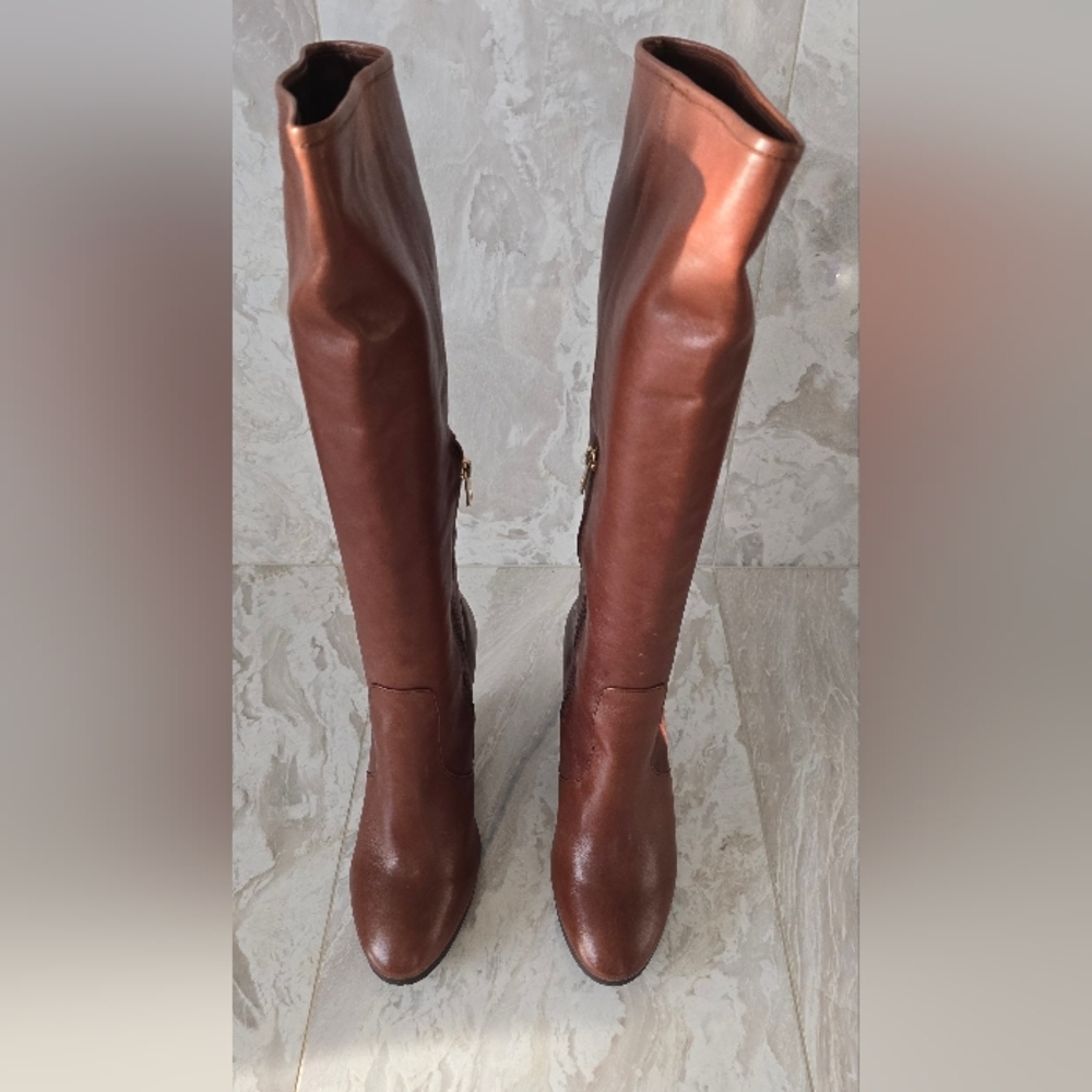 Coach Leather Chestnut Brown Tall Wedge Boots, size 9 US/39.5 EU - Picture 3 of 12